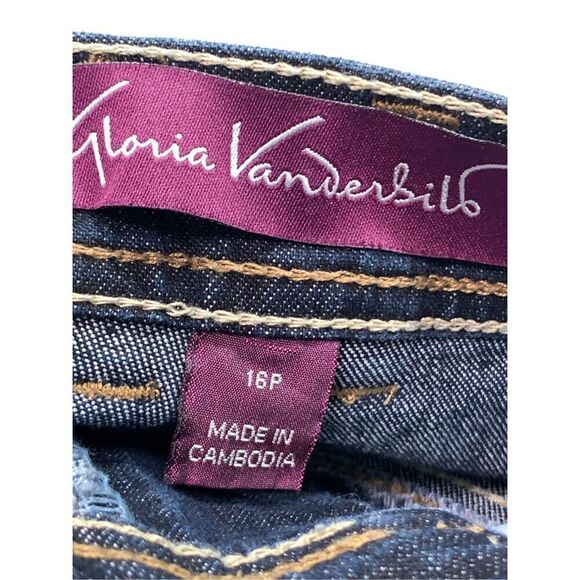 Gloria Vanderbilt Amanda Women's Straight Wide Leg Cotton Stretch Blue Size 16P - Picture 4 of 8